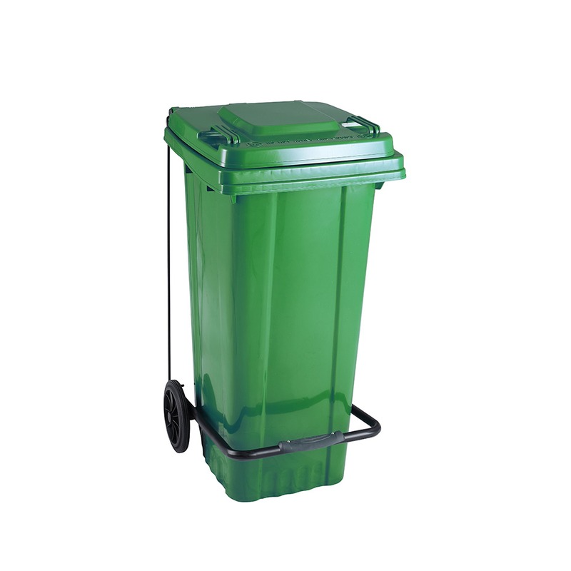 240L Plastik Pedallı Çöp Konteyneri — Yeşil