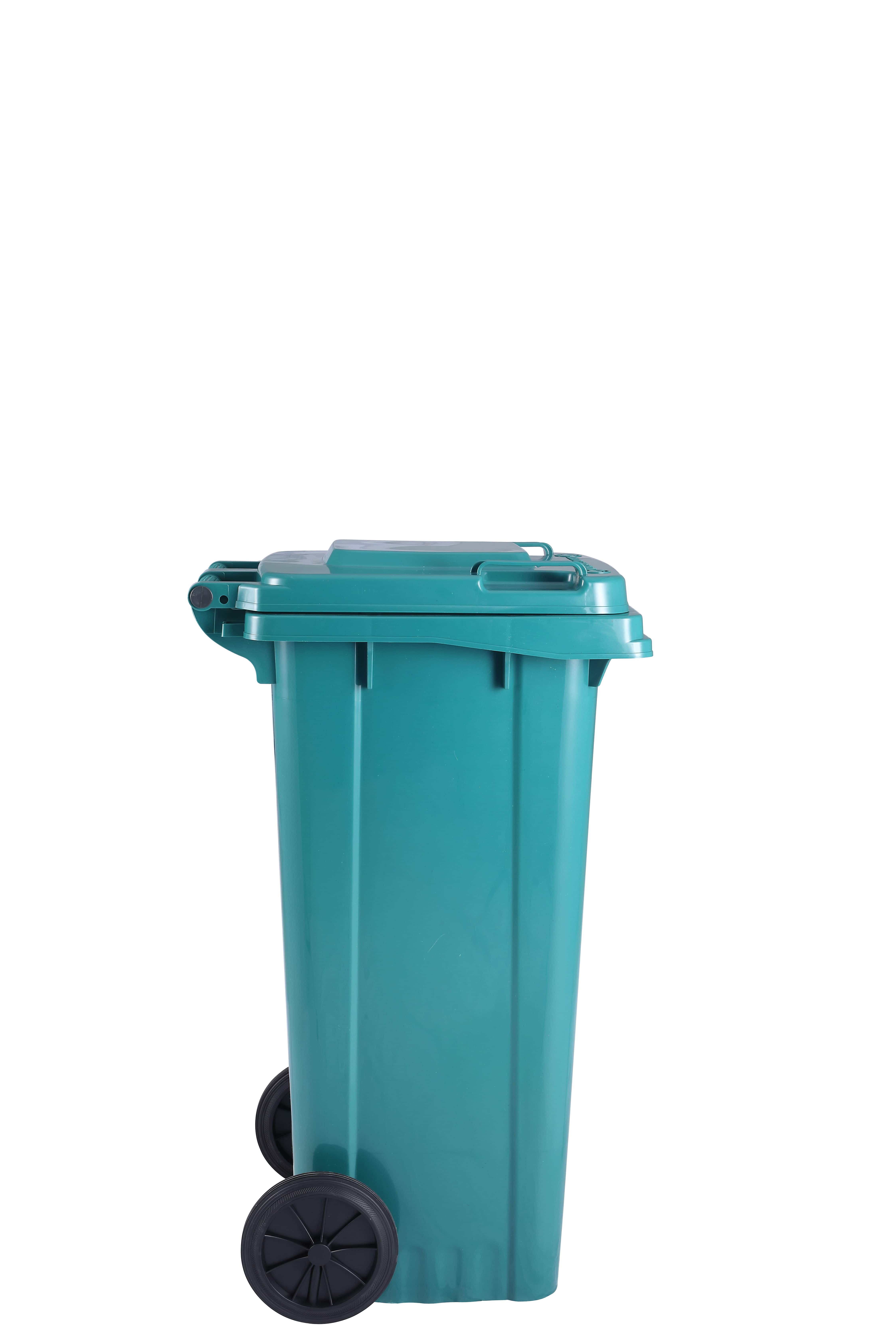 120L Gri Gövde & Renkli Kapak Plastik Çöp Konteyneri — Ön Görünüm