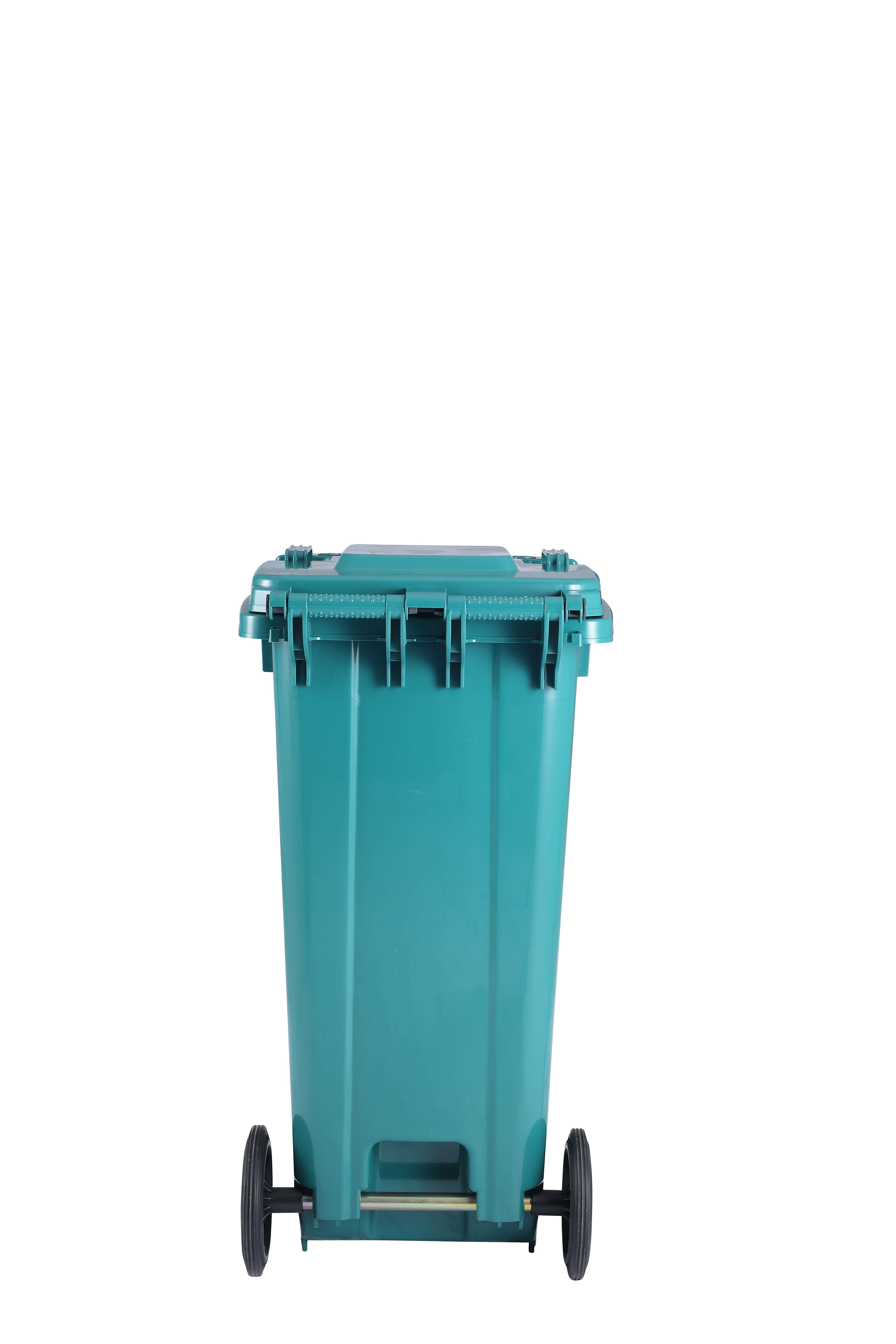 120L Gri Gövde & Renkli Kapak Plastik Çöp Konteyneri — Arka Görünüm